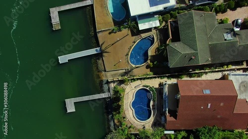 Looking down over luxury homes and jetties s at Surfers Paradise Gold Coast Australia photo