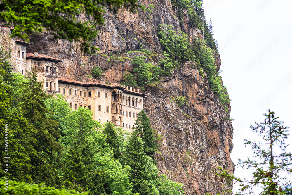 Sumela monastery side view. One of the most impressive places in the whole Black Sea region, Trabzon Province, Altindere Valley, Turkey