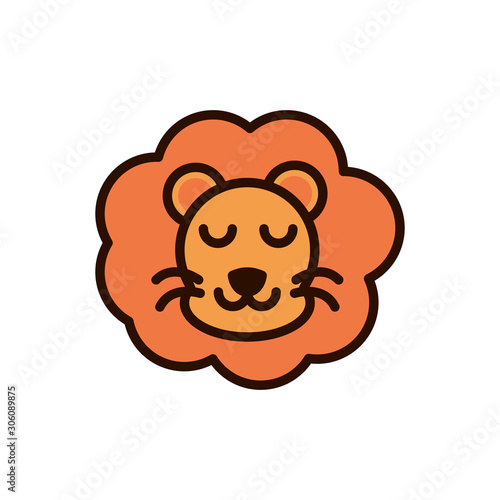 cute face lion animal cartoon icon