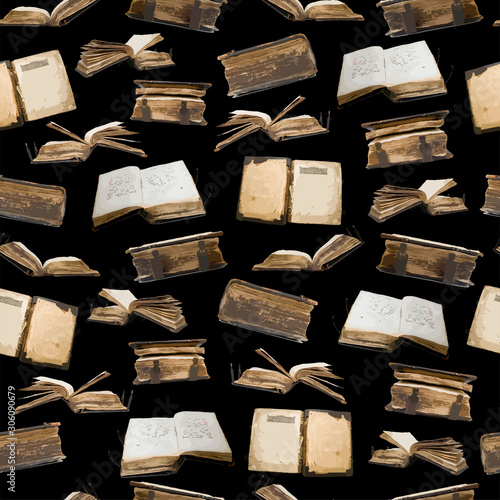 Old books collection, seamless pattern for your design