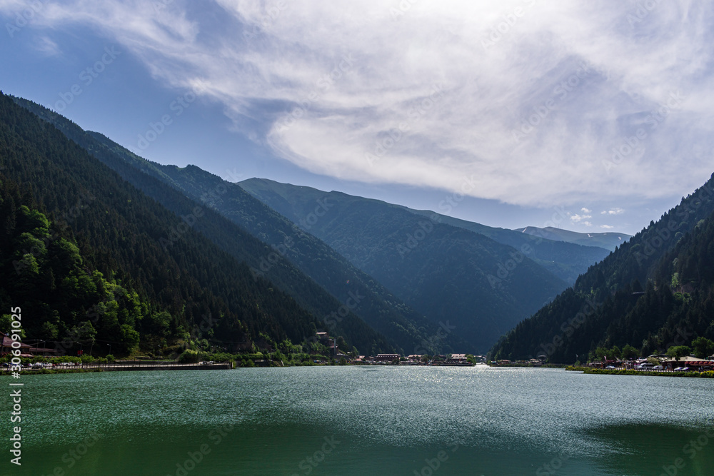Mountain and lake landscape, Long Lake (Uzungol) in Trabzon, Turkey Mountain and lake landscape, Long Lake (Uzungol) in Trabzon, Turkey