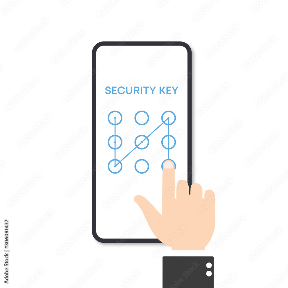 Hand enters a security key on the phone Hand enters a security key on the phone