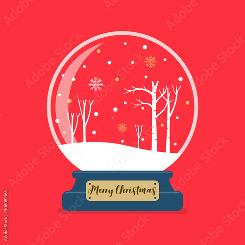 Merry christmas glass ball winter season