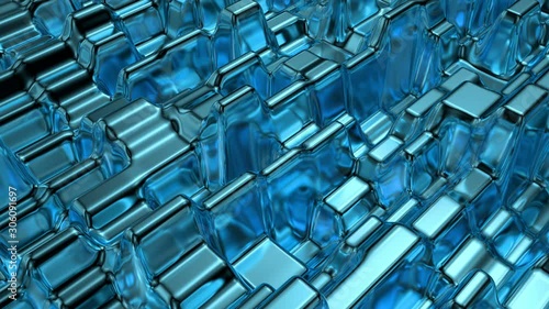 Unusual 4k video background with seamless loop moving of glass surface. 3d render animation. Modern trendy minimalism design. 