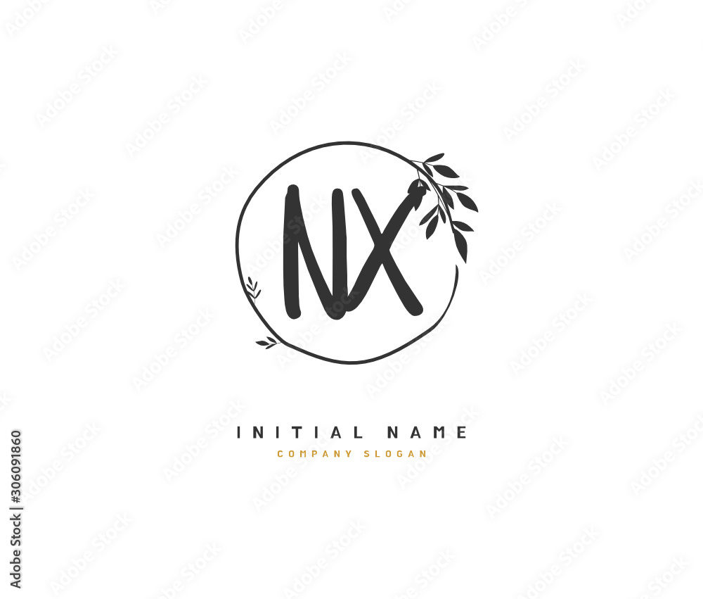 N X NX Beauty vector initial logo, handwriting logo of initial signature, wedding, fashion, jewerly, boutique, floral and botanical with creative template for any company or business.