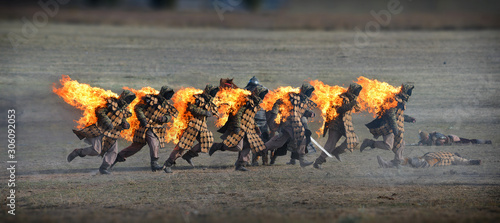 Fire stuntman. Submission to the reconstruction.