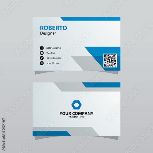 Modern blue bussines card template. Elegant element composition design with clean concept.