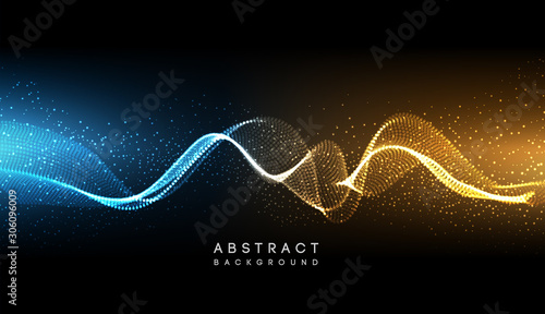 Hi-tech futuristic techno background, neon shapes and dots. Technology connection, big data, dotted structure