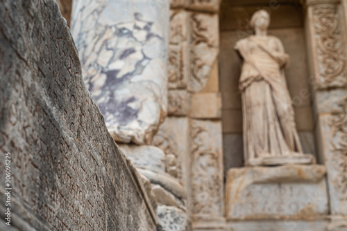 The inscriptions and the statue of Sophia in the library of Celsus in the anc...