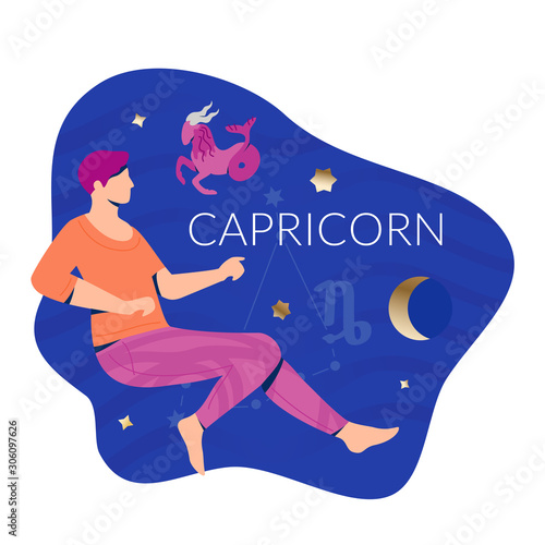 Capricorn Man Zodiac Illustration