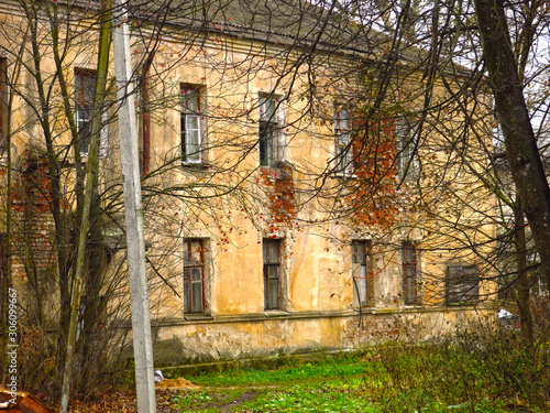 abandoned old house in autumn