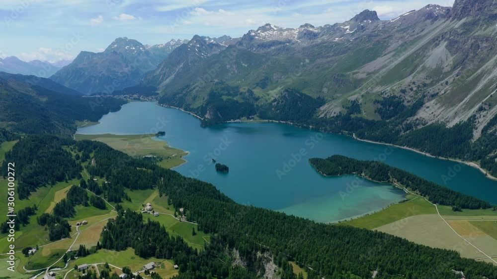Beautiful Lake Sils at Sils Maria in the Swiss Alps - - Switzerland from above - aerial photography Beautiful Lake Sils at Sils Maria in the Swiss Alps - - Switzerland from above - aerial photography