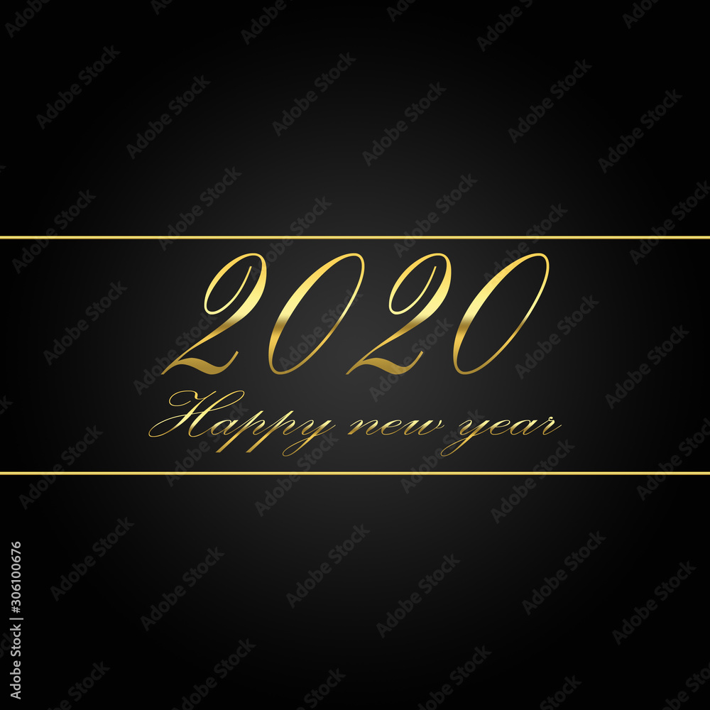 2020 happy new year with golden lettering on a black background 2020 happy new year with golden lettering on a black background