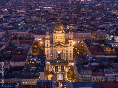 St. Stephen s Basilica in Budapest Hungary at night