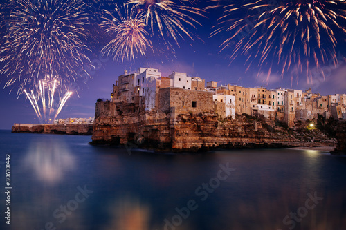 Photography Fireworks celebrations in Polignano a Mare, Italy