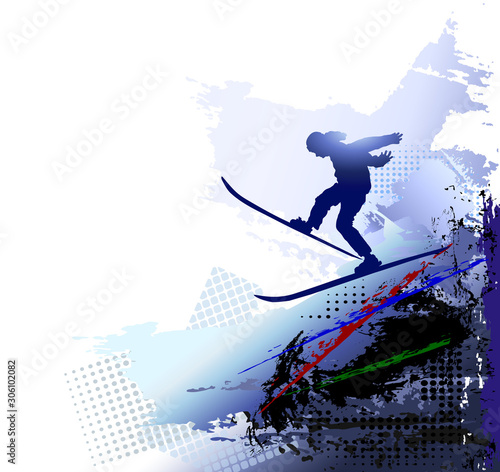 Winter sports background. Skiing man