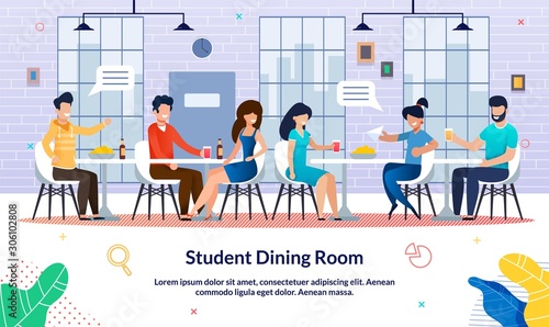 Flat Banner Student Written Dining Room, Slide.