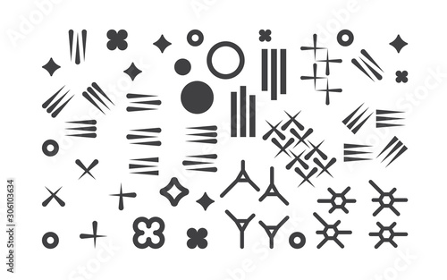 Set of abstract 1980s fashion vector elements for memphis design. Modern graphic shapes collection for trendy patterns. Trendy geometric hipster simple elements illustration
