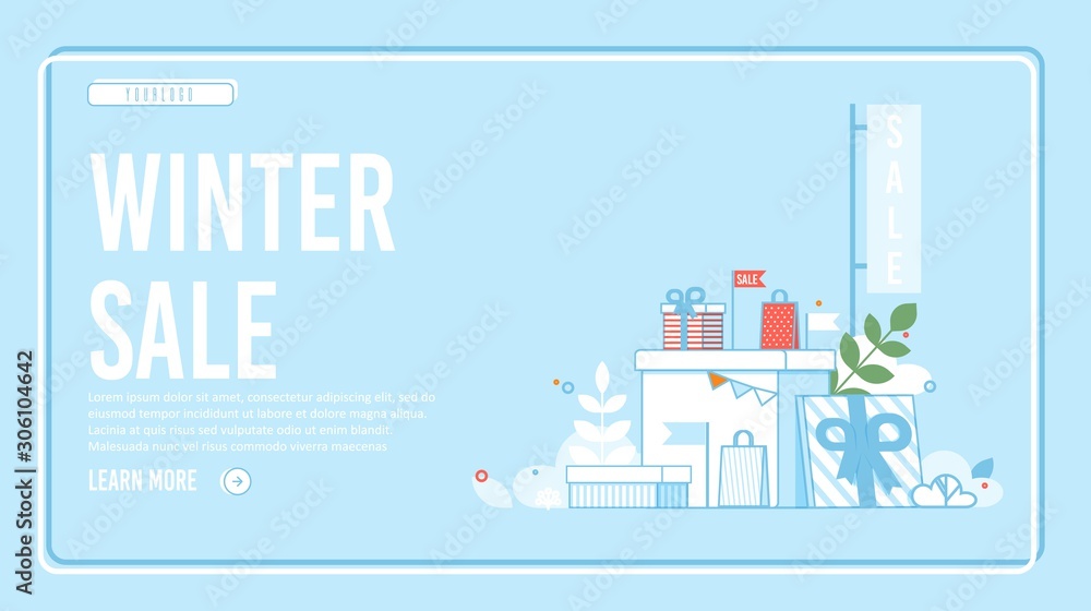 Winter Sale Design Landing Page Layout in Frame