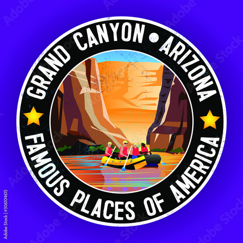 Amazing vector illustration. The Grand Canyon national park. Nature of Arizona, the USA. The Colorado River. Template for cards