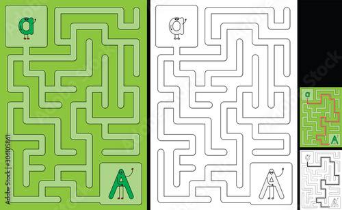 Easy alphabet maze - letter A