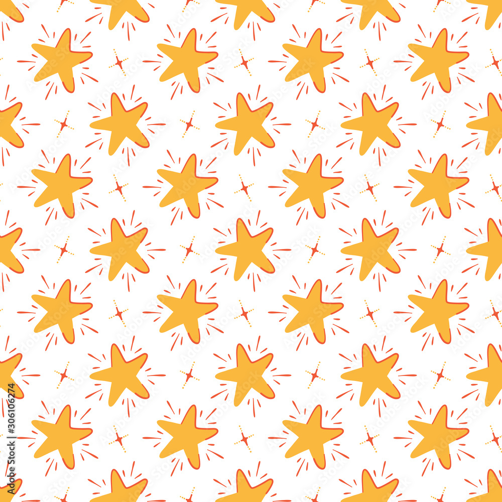 Twinkle Cute Stars Vector Seamless Pattern. Starry Space Sky Vector Festive Wallpaper. Vector Holiday or Birthday Background Twinkle Cute Stars Vector Seamless Pattern. Starry Space Sky Vector Festive Wallpaper. Vector Holiday or Birthday Background