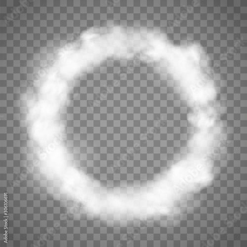 White abstract smoke texture. Circle frame template