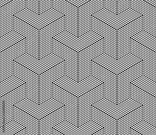 Seamless geometric isometric pattern. 3D illusion.