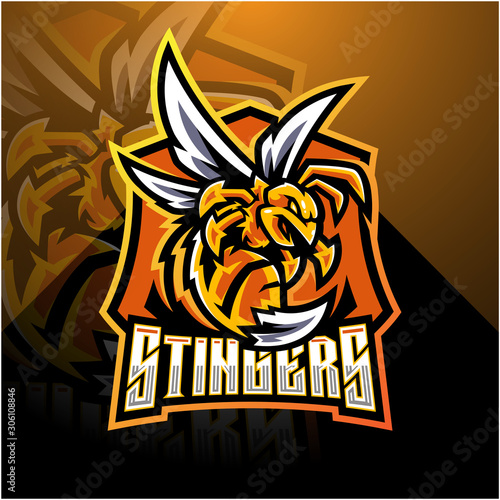 Angry bee esport mascot logo design