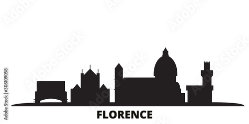 Italy, Florence City city skyline isolated vector illustration. Italy, Florence City travel cityscape with landmarks