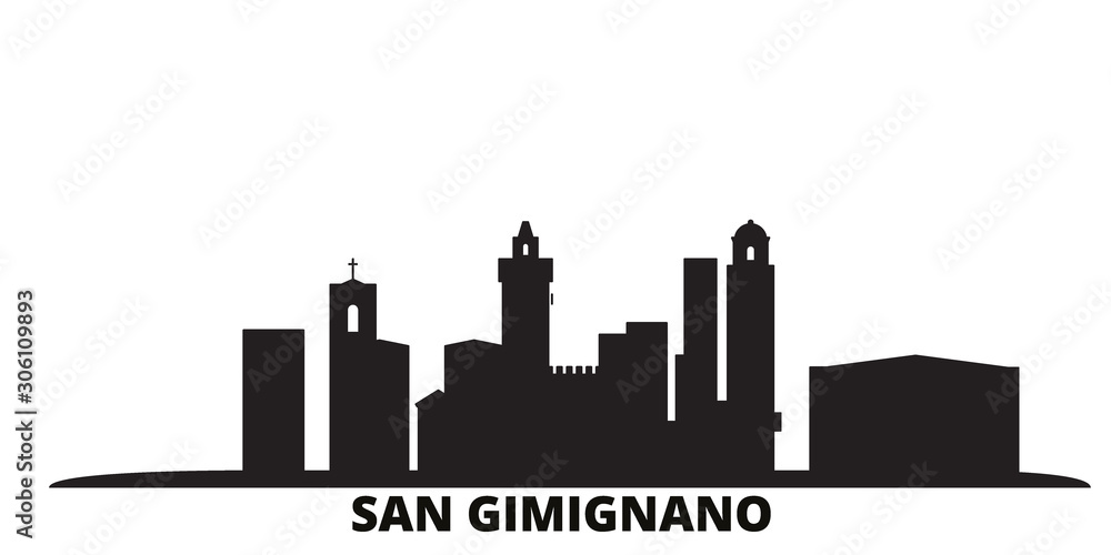 Fototapeta Italy, San Gimignano City city skyline isolated vector illustration. Italy, San Gimignano City travel cityscape with landmarks