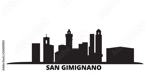 Italy, San Gimignano City city skyline isolated vector illustration. Italy, San Gimignano City travel cityscape with landmarks