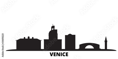 Italy, Venice City city skyline isolated vector illustration. Italy, Venice City travel cityscape with landmarks