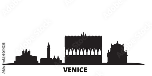 Italy, Venice Landmark city skyline isolated vector illustration. Italy, Venice Landmark travel cityscape with landmarks