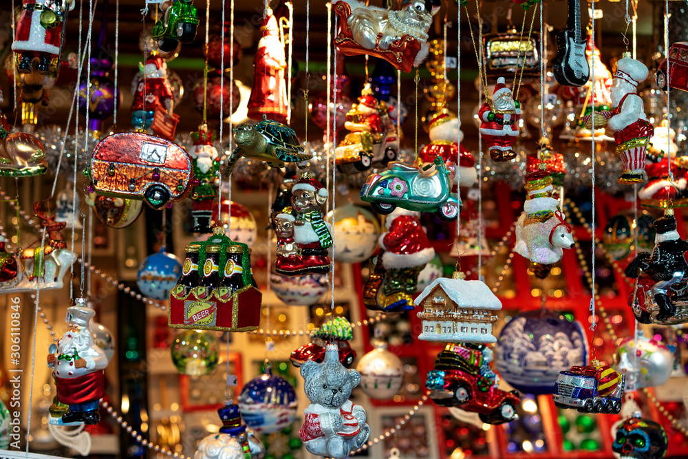 many funny hanging Christmas ornament decoration figures