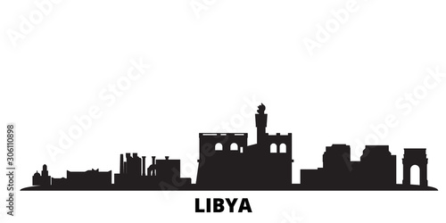 Libya city skyline isolated vector illustration. Libya travel cityscape with landmarks photo