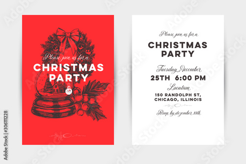 Christmas party vector invitation card template
