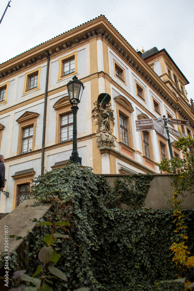 Fototapeta premium Old Royal Palace Prague Castle early in the morning on a working day in the Czech capital Prague on the eve of Christmas.