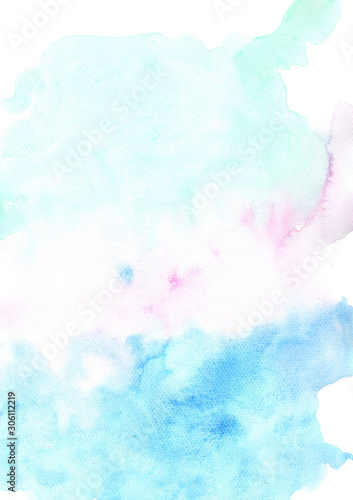 Abstract marine blue ,green mint and purple watercolor painting color field background for decoration. © beelaa