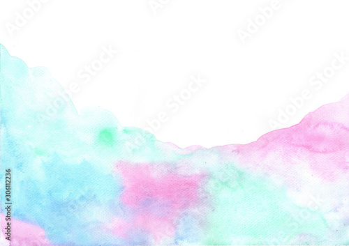 Abstract marine blue ,green mint and purple watercolor painting color field background for decoration.