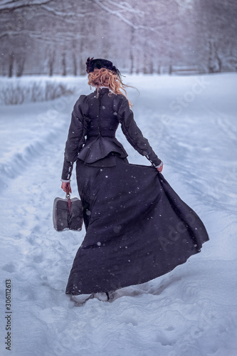 Canvastavla Beautiful woman, portrait in retro style
