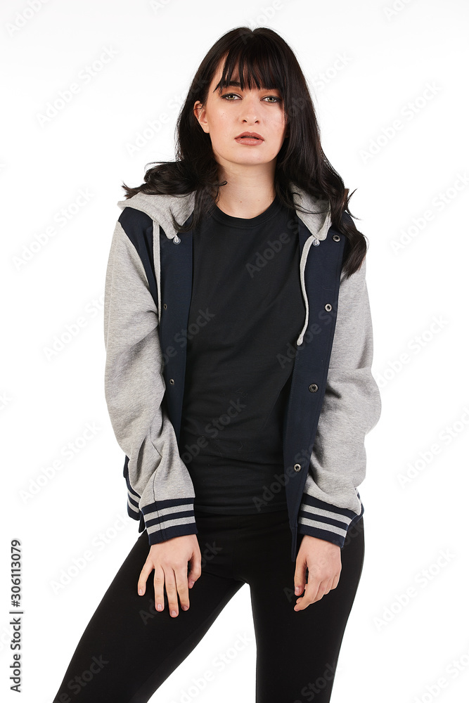 Blank t-shirt mock-up - Beautiful retro sports fashion girl ready for your design Blank t-shirt mock-up - Beautiful retro sports fashion girl ready for your design