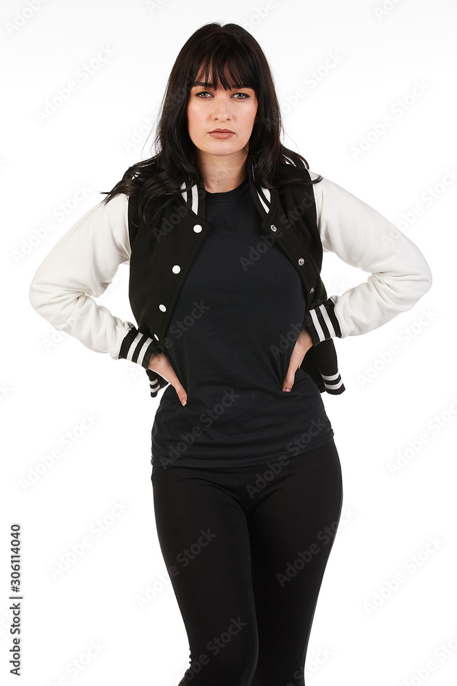 Blank t-shirt mock-up - Beautiful retro sports fashion girl ready for your design Blank t-shirt mock-up - Beautiful retro sports fashion girl ready for your design