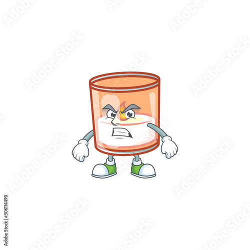 Candle in glass cartoon character style with angry face