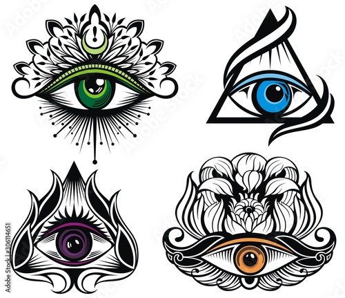 All seeing eye symbol. Vision of Providence. Tattoo eyes