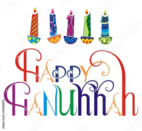 Hanukkah candles. Jewish Holiday. Happy Hanukkah card design.