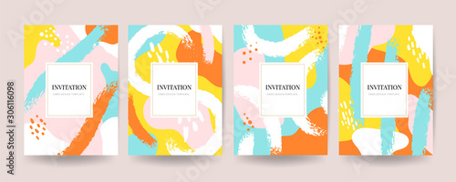 Creative hard paint cover design backgrounds vector. Minimal trendy style organic shapes pattern with copy space for text design for invitation, Party card,Social Highlight Covers and stories page 