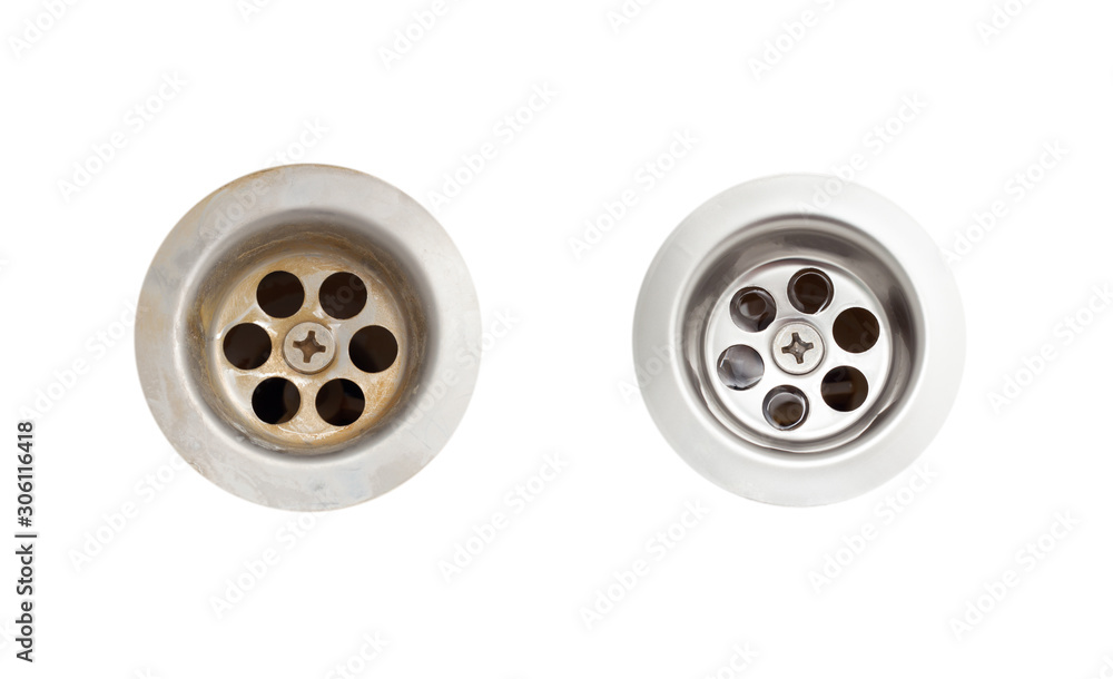 Real photo - siphon for bath and sink before and after cleaning Real photo - siphon for bath and sink before and after cleaning