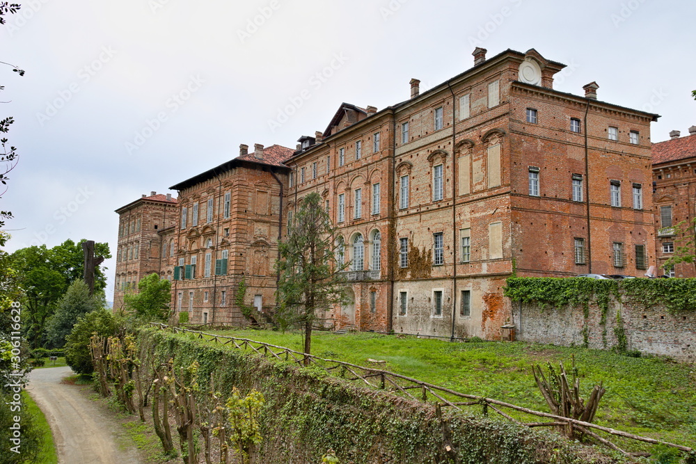 Agliè, Turin, Italy - May 15, 2019: exteriors of the castle of Agliè, ancient residence of the royal house of the Savoy