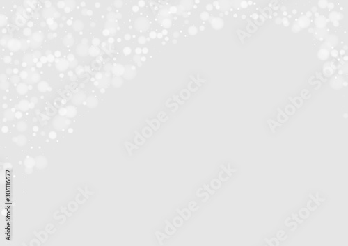 White Sky Falling Pattern. Graphic Snowfall Pattern. Vector Wallpaper. Gray Snowy Decoration Postcard. Snowflake Xmas Wallpaper.